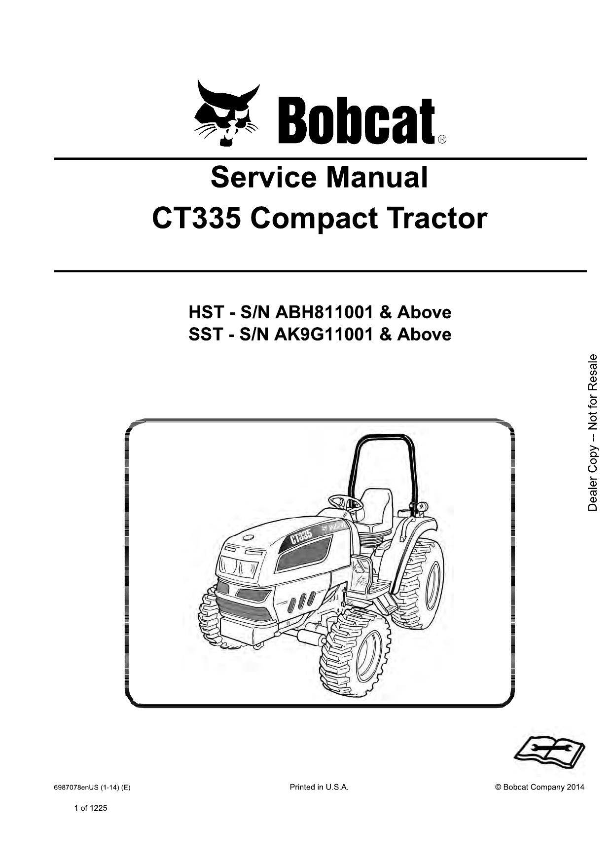 CT335 Compact Tractor Service Manual Bobcat